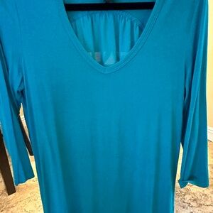Karen Kane Teal Long Sleeve V-Neck Top